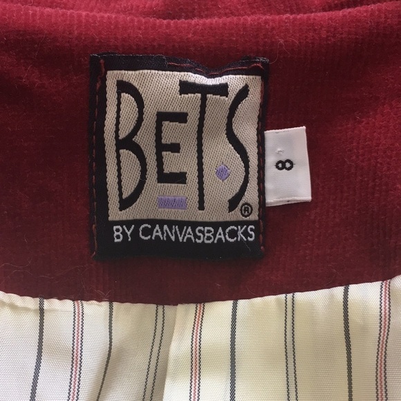 Bets by Canvasbacks Red Corduroy Blazer Size 8 - Picture 11 of 16